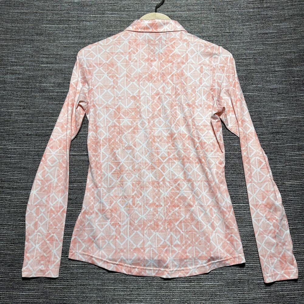 Adidas Golf Polo Shirt Women's XS Orange Geometric Long Sleeve CW0565 - Picture 12 of 13